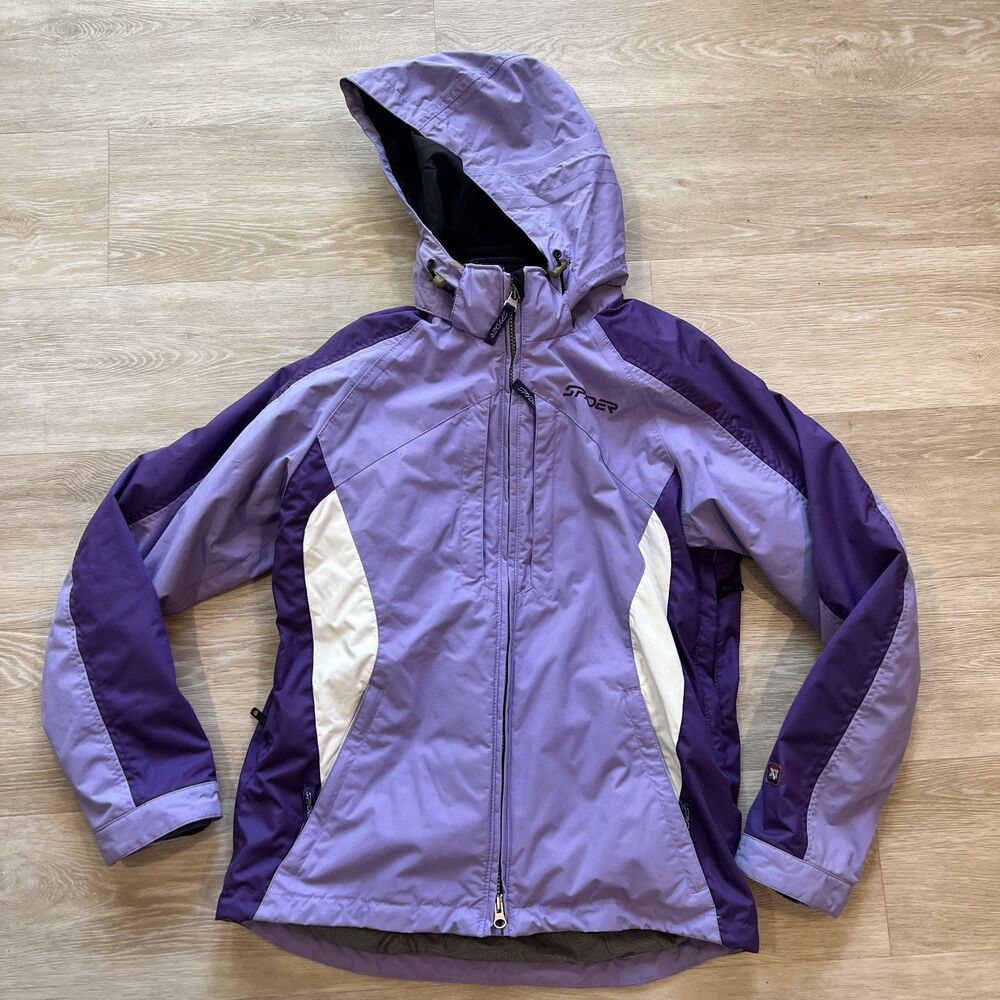 Spyder XT 5,000 Purple & White 3-in-1 Hooded Ski Jacket Women's-Size 8